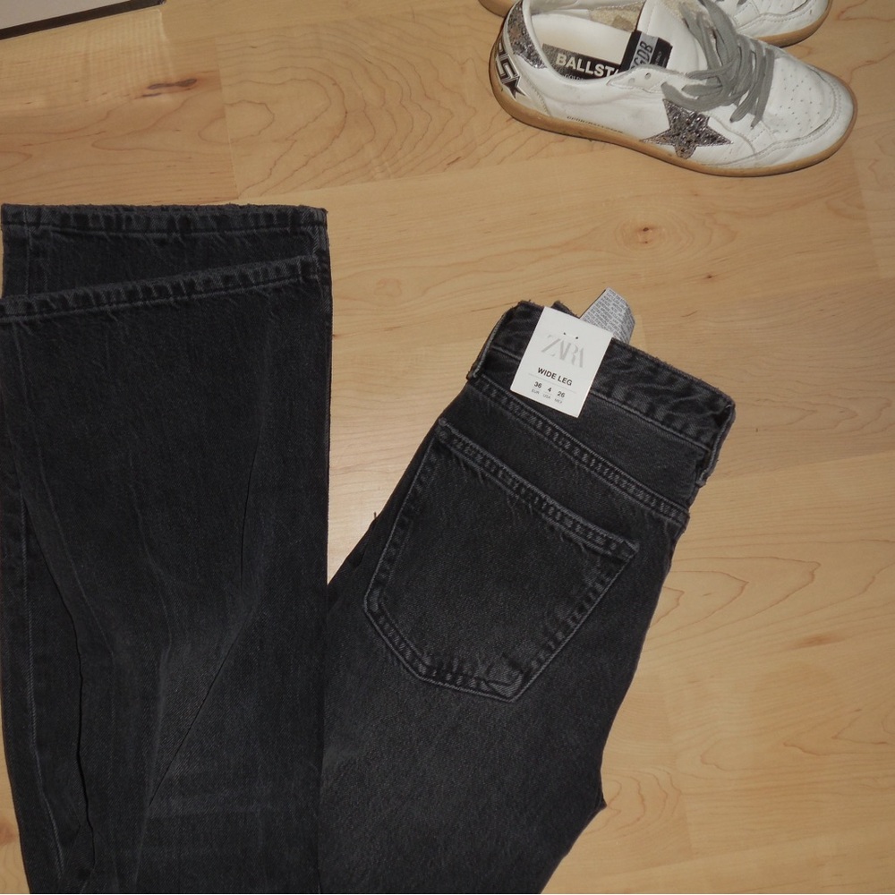 Black wide leg Zara jeans